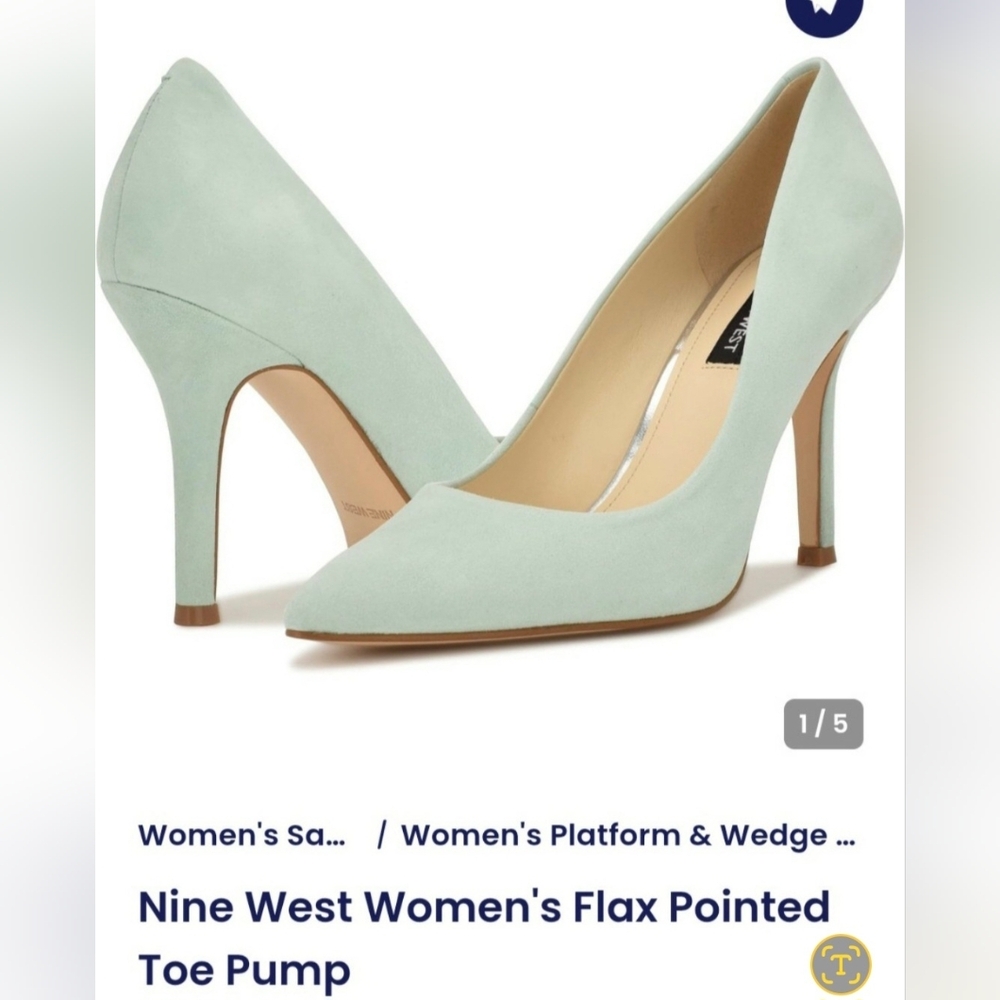 Nine West Mint Green Pointed-Toe Suede Pumps